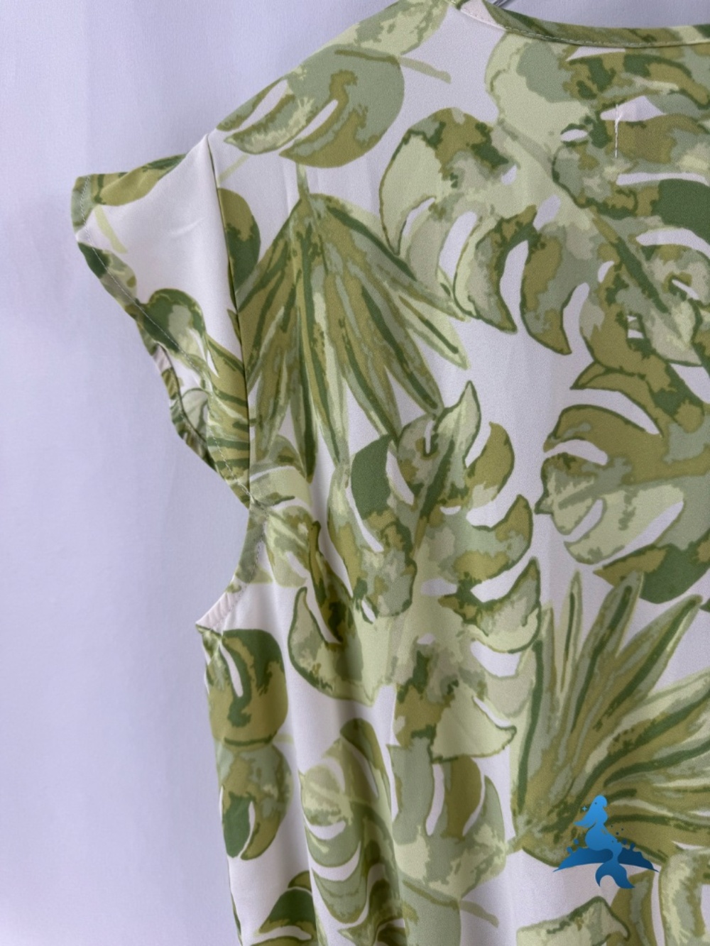 1309 Mud Pie Dress Sleeveless Ruffle Waist Tie Neck – S – Green White - Picture 10 of 16